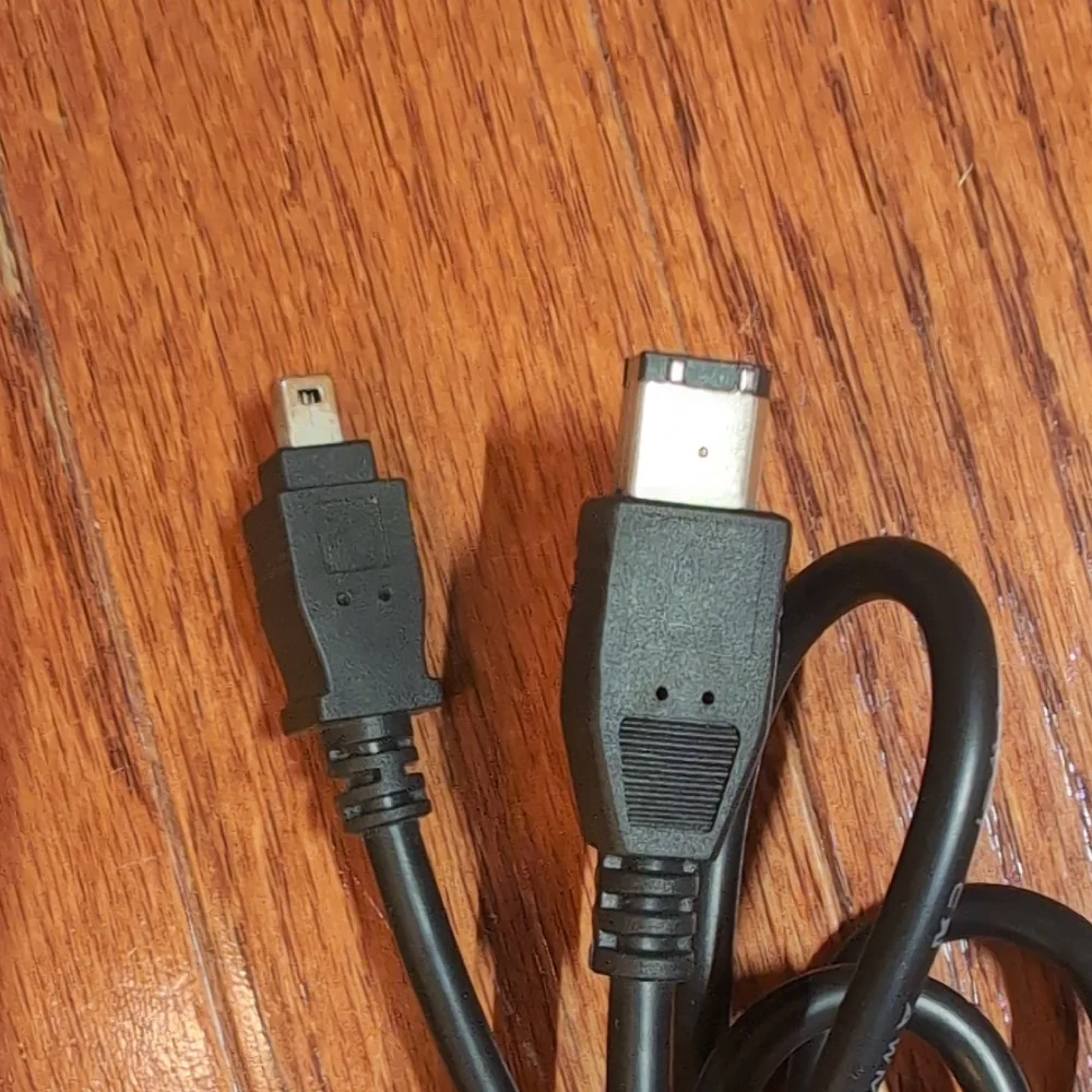 Two FireWire Cables Black